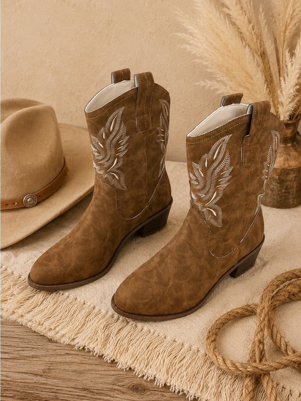 Women’s Western Cowboy Boots Brown Embroidered Rodeo Boots – Size 41 9-9.5 NWOT